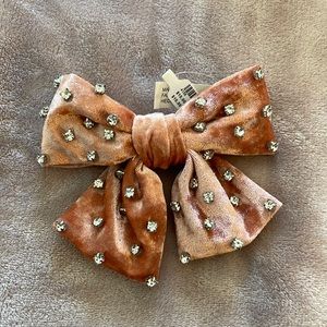 Anthropology Velvet Bow Clip with Crystals